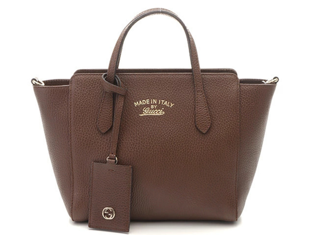 Gucci Swing Shoulder Bag Brown Leather